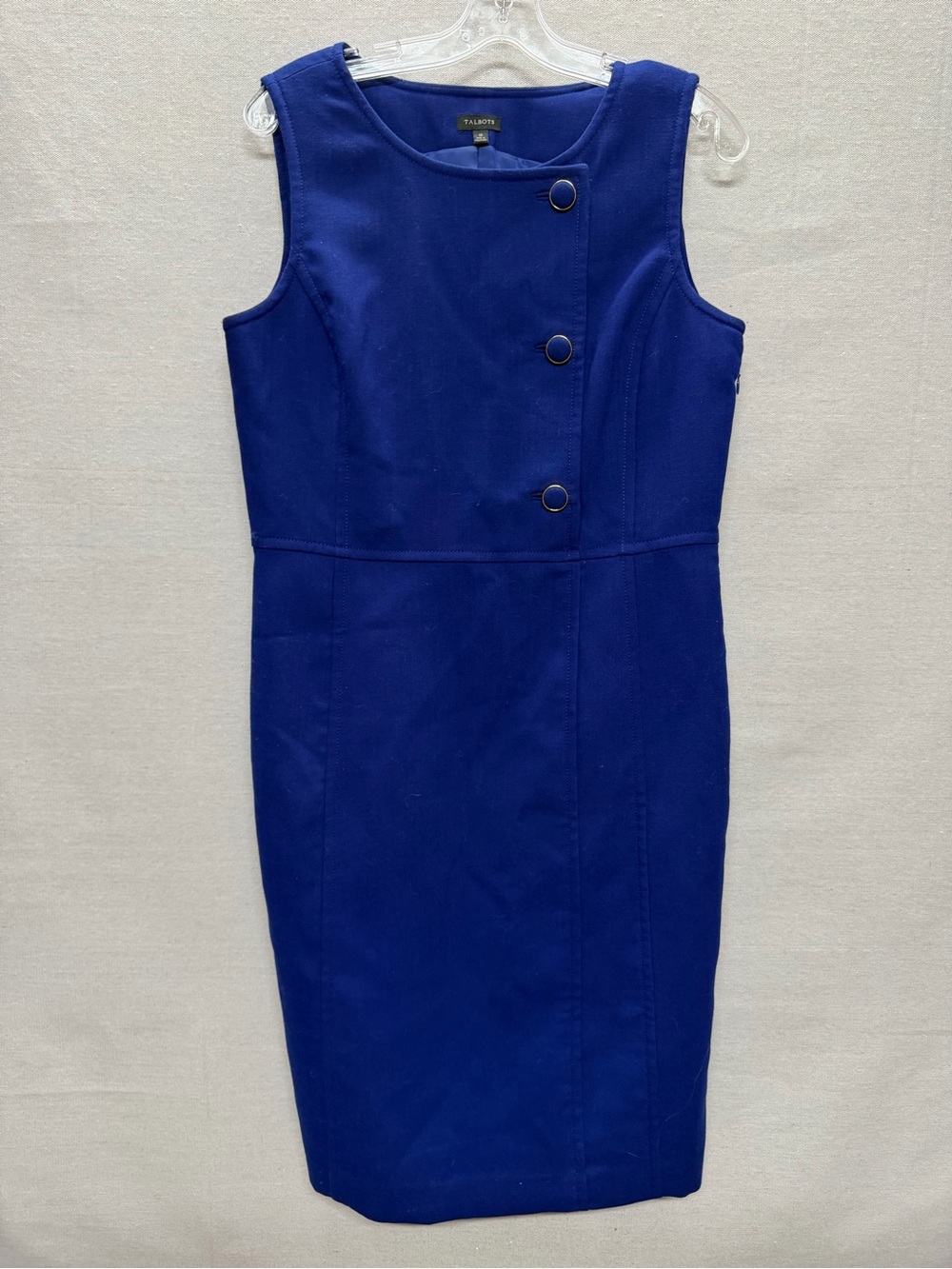 NWT Talbots Sleeveless Sheath Dress Asymmetric Button Detail - size 12